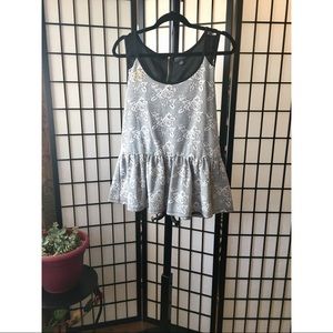 F21+ Grey & White Floral Peplum Tank Blouse